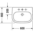 Duravit Waschtisch D-Code mit Überlauf, 1 Hahnloch 600x460mm weiß