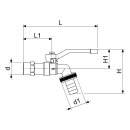 Schlösser Kugel-Auslaufhahn, leicht, DN15, 1/2", Hebelgriff rot, matt verchromt