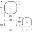 Beitz & Walz AqvaCeramica Aufsatzbecken "SlimRim" 420 x 420 mm mattschwarz