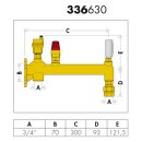 Caleffi 336 Gefäßanschlussgruppe aus Messing 3/4" mit Schnellkupplung