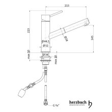 Herzbach DESIGN iX Spültisch-Einlochbatterie Niederdruck