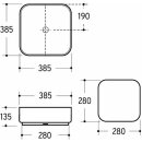 Beitz & Walz AqvaCeramica Aufsatzbecken "SlimRim" 385 x 385 mm weiß-