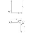 PBA Duschhandlauf 660mm mit Brausehalterstange Rechts E-Stahl satiniert