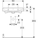 Geberit Waschtisch iCon mit Hahnloch, mit ÜL 600x485mm weiß