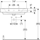 Geberit Waschtisch Renova Plan mit Hahnloch, mit ÜL 750x480mm weiß