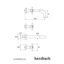 Herzbach STILO Wandbrücke UP Farbset 3 Blenden rund, Ausladung 240mm Chrom