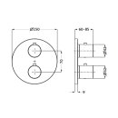 Herzbach DEEP Grey Unterputz Thermostat round für 2 Verbraucher