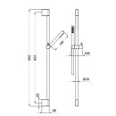 Herzbach DEEP White Dusch-Wandstange Slide M 900 mm mit Stabhandbrause Messing