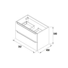 Waschtischunterschrank MONTERREY 800 2 Schubladen Black Velvet