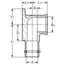 Frabo Wandscheibe 90 Grad Rotguss IG 1/2 / 3/4 12 - 22 mm