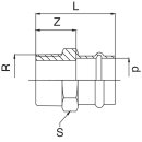 Frabo Pressfitting Übergangsstück mit A Gewinde aus Rotguss 1/2-2" 12-54mm