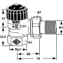 IMI Heimeier Thermostatventil-Unterteil Standard, Rotguss vernickelt, Eckform 1