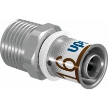 Uponor Übergangsnippel S-Press PLUS aus Messing, verzinnt 16mmx3/4 AG