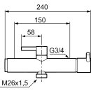 Mora Safe Waschtisch-Thermostat, Wandbatterie