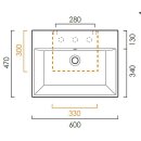 L500 Waschtisch ohne HL, mit ÜL 600x470x160mm weiß-clean