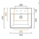 L500 Waschtisch 1 HL dg m ÜL 500x470x160mm weiß-clean