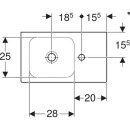 Geberit Waschtisch iCon m HL u Ablage R o ÜL 530x310mm weiß