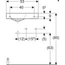 Geberit Waschtisch iCon m HL u Ablage R o ÜL 530x310mm weiß