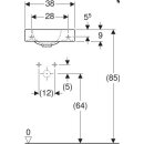 Geberit Handwaschbecken iCon mit Hahnloch R, ohne ÜL 380x280mm weiß