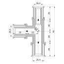 Wavin Tigris K5 T-Stück reduziert, 20mm x 20mm x 16mm