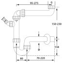 PP-Raumspar Kugelverschlußsiphon DN 32, 1 1/2" & 1 1/4"für Spülen und Waschtische,  weiss