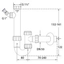 PP-Kugelverschlußsiphon 1 1/2" & 1 1/4", mit ReinigungsöffnungDN 50, mit einem Geräteanschluss