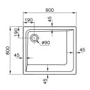 Vitra M100 Acryl Brausewanne 900x800x25mm weiß